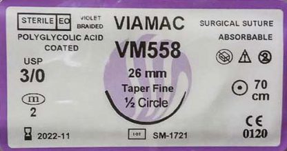 VIAMAC  USP 1, 90cm Strand, 1/2 Rev Cut, 40mm Needle